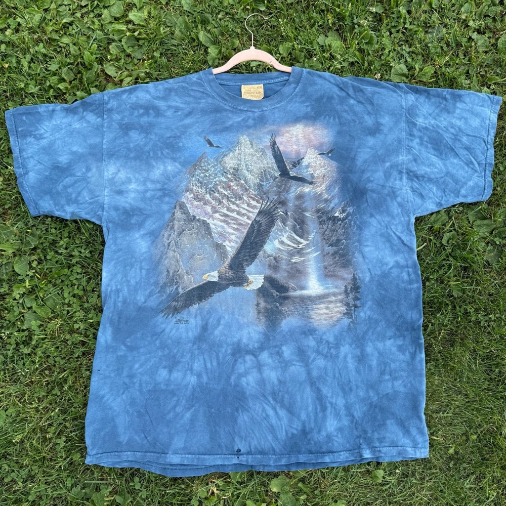 The Mountain Eagle Graphic T-Shirt XXL Blue Tie Dye Vintage 2004 Rick Kelley